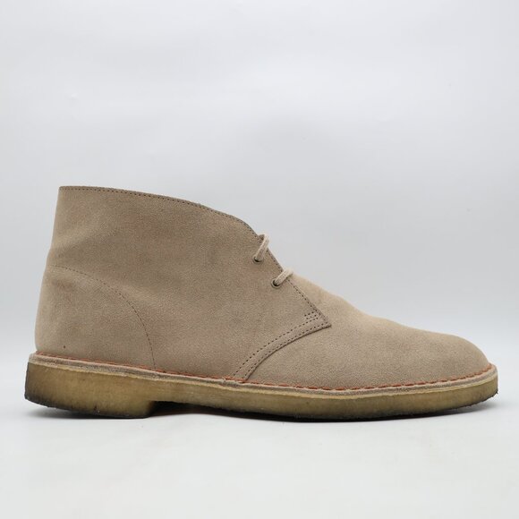 Clarks Originals Desert Boots Men's Size 12 M Beige Suede Chukka Crepe Sole - Picture 1 of 10
